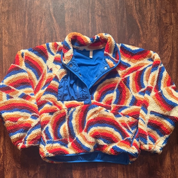 Free People hit the slopes Multicolor Fleece Jacket size small - Picture 3 of 6